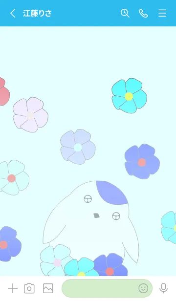 [LINE着せ替え] 鳥と花の写真3-ブルーバージョンの画像2