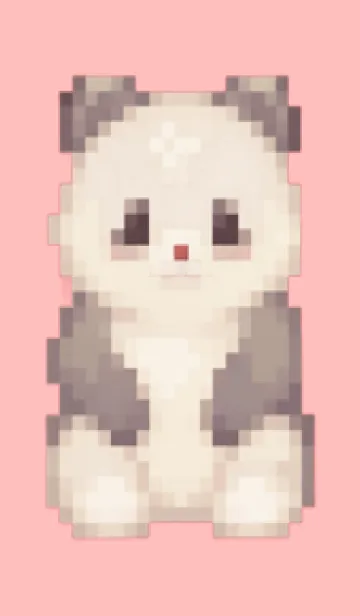 [LINE着せ替え] パンダのドット絵のきせかえ Pink 02の画像1