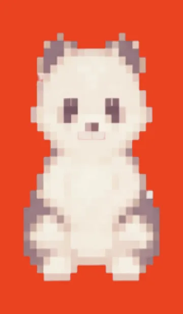 [LINE着せ替え] パンダのドット絵のきせかえ Red 02の画像1