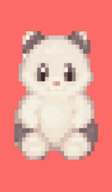 [LINE着せ替え] パンダのドット絵のきせかえ Red 01の画像1