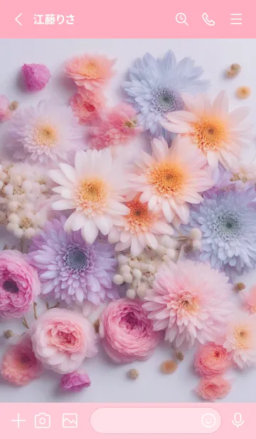 [LINE着せ替え] 恋愛・結婚運♡金運UP☆カラフルな花♡pinkの画像2