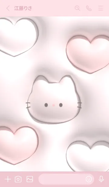 [LINE着せ替え] 桜色 ふんわりなネコとハート10_1の画像2