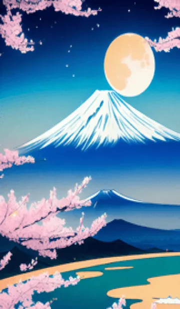 [LINE着せ替え] 浮世絵 山海桜、月 hOfJFの画像1