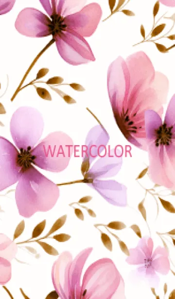 [LINE着せ替え] WATERCOLOR-PINK FLOWER 18の画像1