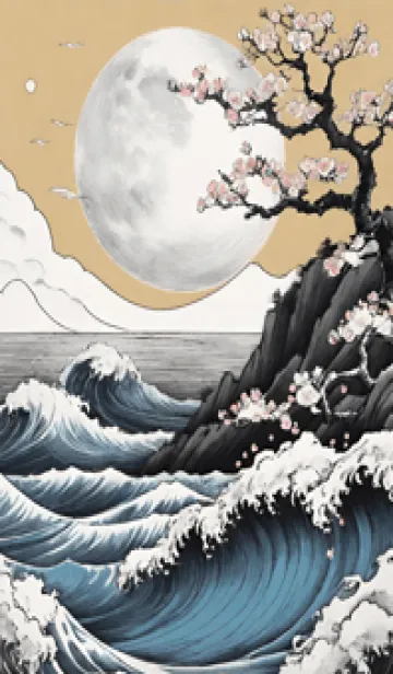 [LINE着せ替え] 浮世絵 山海桜、月 Its7qの画像1