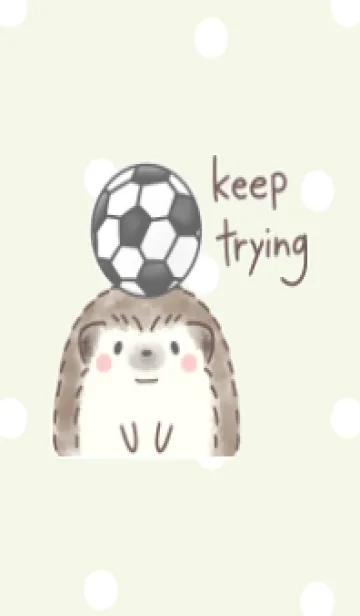 [LINE着せ替え] ハリネズミとサッカー -グリーン- ドットの画像1