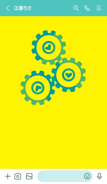 [LINE着せ替え] 歯車とハートのきせかえ ペールレモンの画像2