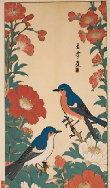 [LINE着せ替え] 浮世絵 -鳥 99c43dの画像1