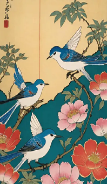 [LINE着せ替え] 浮世絵 -鳥 4998e4の画像1