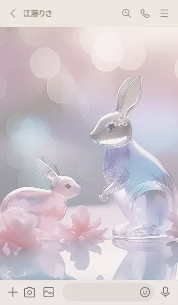 [LINE着せ替え] Greige glass rabbit05_1の画像2