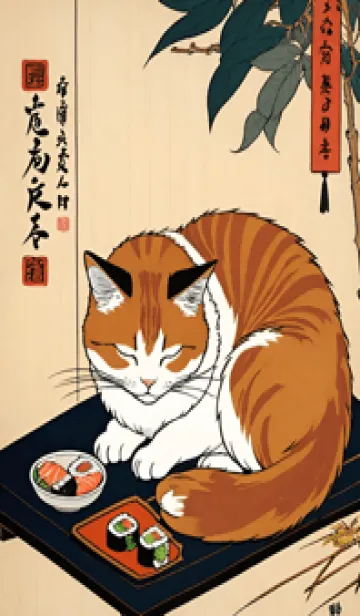 [LINE着せ替え] 浮世絵 ミャオミャオ猫 B6000dの画像1