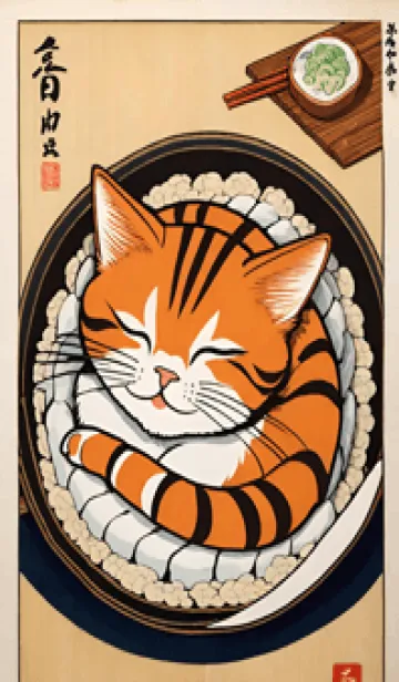 [LINE着せ替え] 浮世絵 ミャオミャオ猫 f8b602の画像1