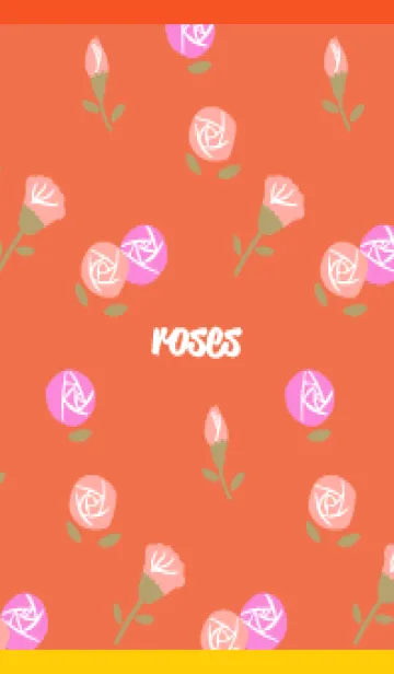 [LINE着せ替え] ピンクのバラ模様 赤と黄色の画像1