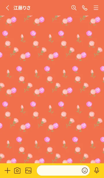 [LINE着せ替え] ピンクのバラ模様 赤と黄色の画像2