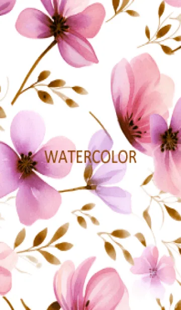 [LINE着せ替え] WATERCOLOR-PINK FLOWER 20の画像1