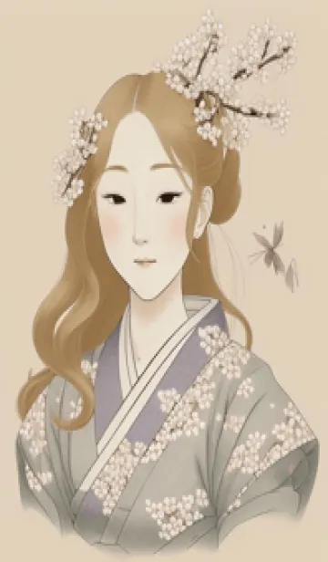 [LINE着せ替え] 古典美女イラスト vDfj9の画像1