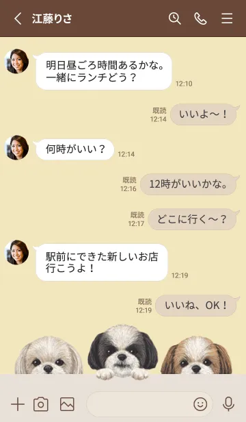 [LINE着せ替え] ワンワン - シーズー - クリーム イエローの画像3