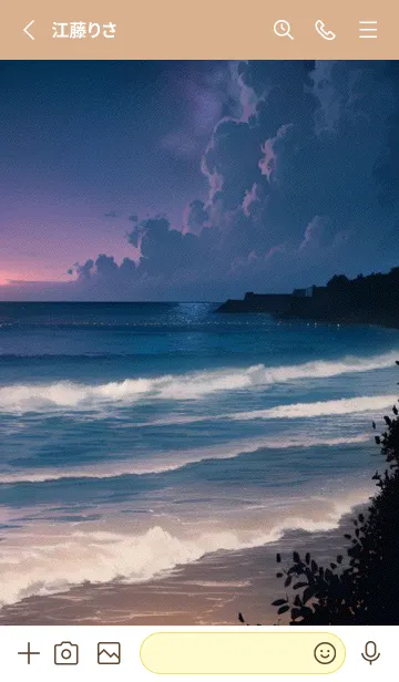 [LINE着せ替え] 夢のような海辺の星空のヤシの木 ZwYoYの画像2