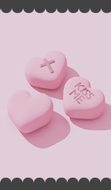 [LINE着せ替え] ハートキャンディー[地雷系][黒×ピンク]の画像1