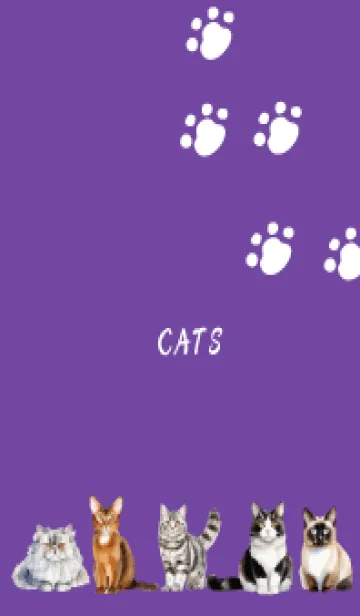 [LINE着せ替え] purple 気ままな猫の画像1