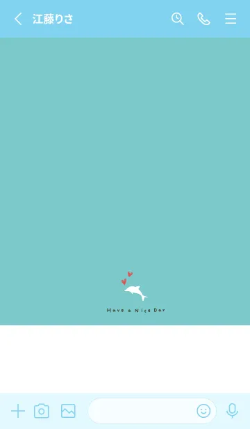 [LINE着せ替え] 水色とホワイト。イルカ。の画像2