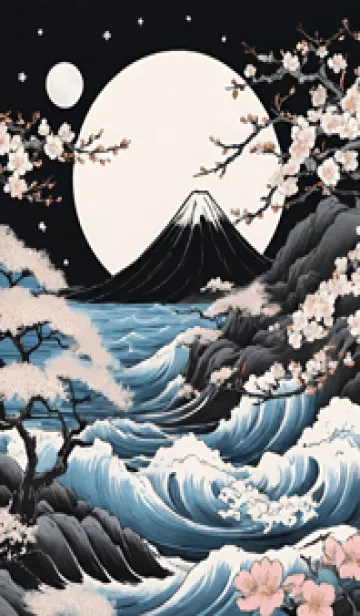 [LINE着せ替え] 浮世絵 山海桜、月 K8dlqの画像1