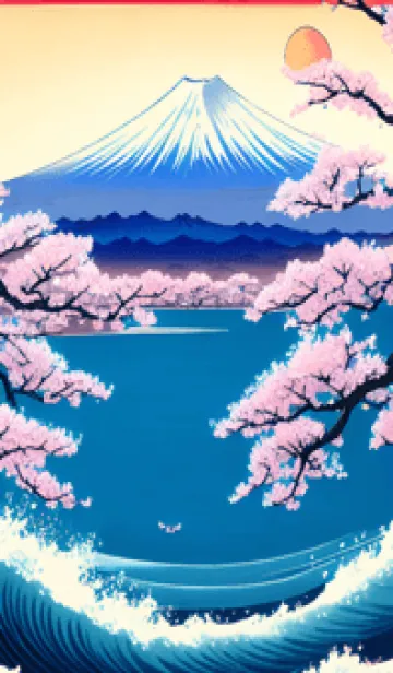 [LINE着せ替え] 浮世絵 山海桜、月 k3Vchの画像1