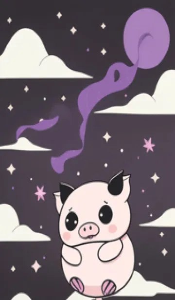 [LINE着せ替え] 幸福なピンクのブタまたはマウス Q9Qa2の画像1