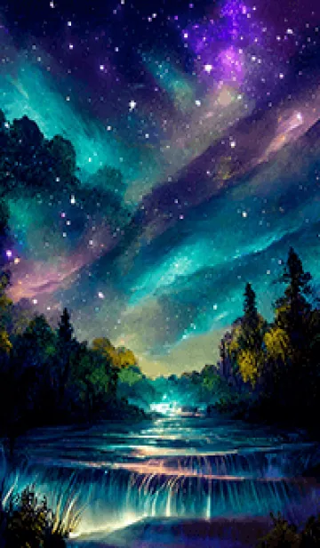 [LINE着せ替え] 綺麗な星空の夜景着せかえ#1243の画像1