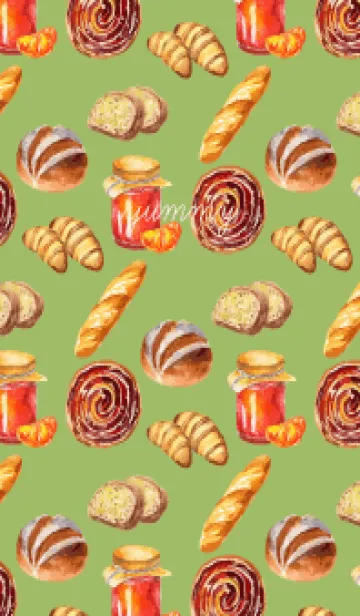 [LINE着せ替え] moss green 焼きたてパンの画像1