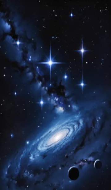 [LINE着せ替え] 外太空 ブラック WaoTSの画像1