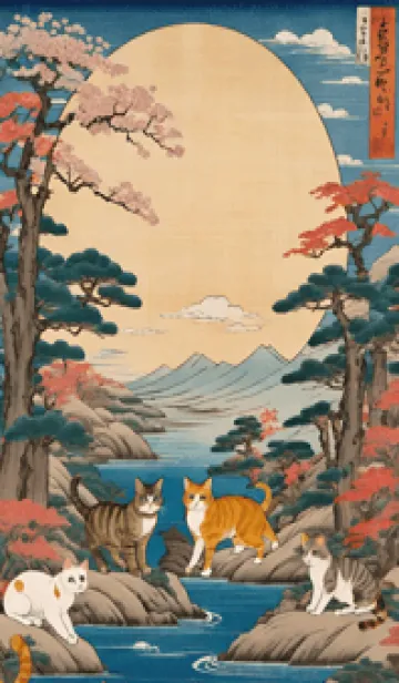 [LINE着せ替え] 浮世絵 猫 Z0qGqの画像1