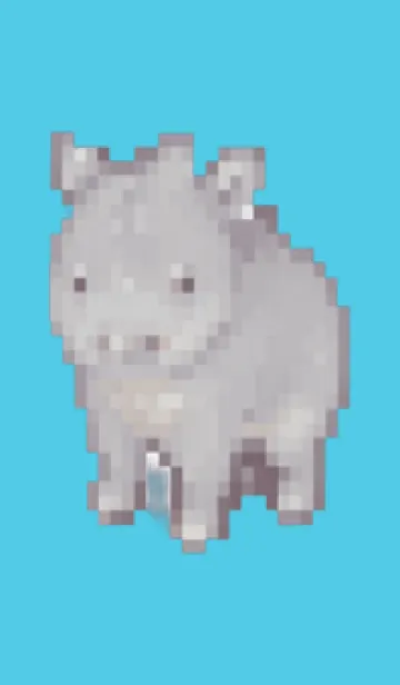 [LINE着せ替え] サイのドット絵のきせかえ Blue 03の画像1