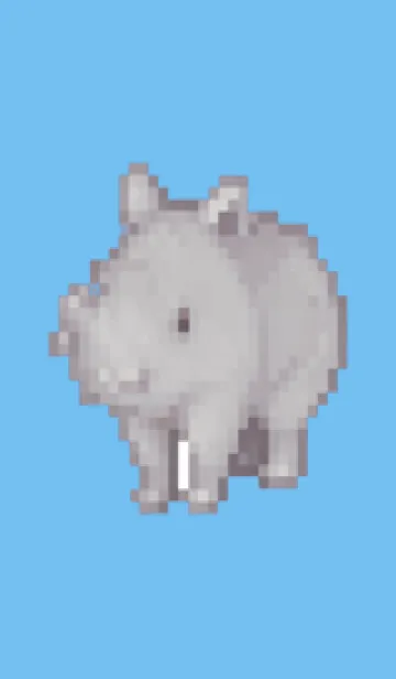 [LINE着せ替え] サイのドット絵のきせかえ Blue 05の画像1