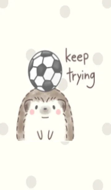 [LINE着せ替え] ハリネズミとサッカー -ベージュ- ドットの画像1