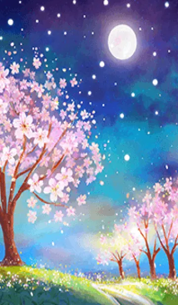 [LINE着せ替え] 美しい夜桜の着せかえ#1101の画像1