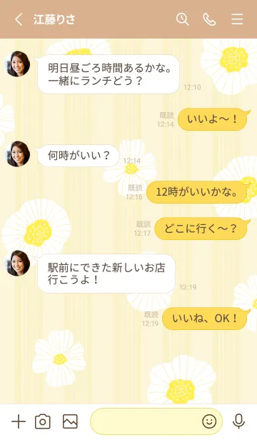 [LINE着せ替え] ストライプ 白い花14の画像3