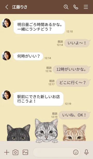 [LINE着せ替え] 猫！ - アメショ - クリーム イエローの画像3