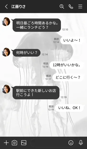 [LINE着せ替え] ジェリーフィッシュ - 004 BK STICの画像3