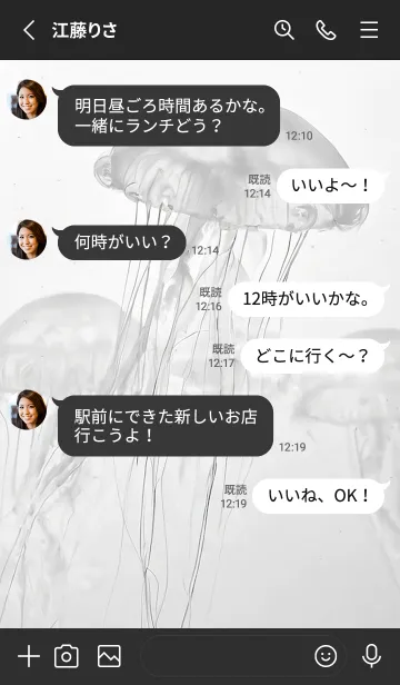 [LINE着せ替え] ジェリーフィッシュ - 005 BK STICの画像3