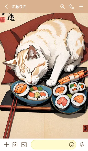 [LINE着せ替え] 浮世絵 ミャオミャオ猫 fDeC5aの画像2